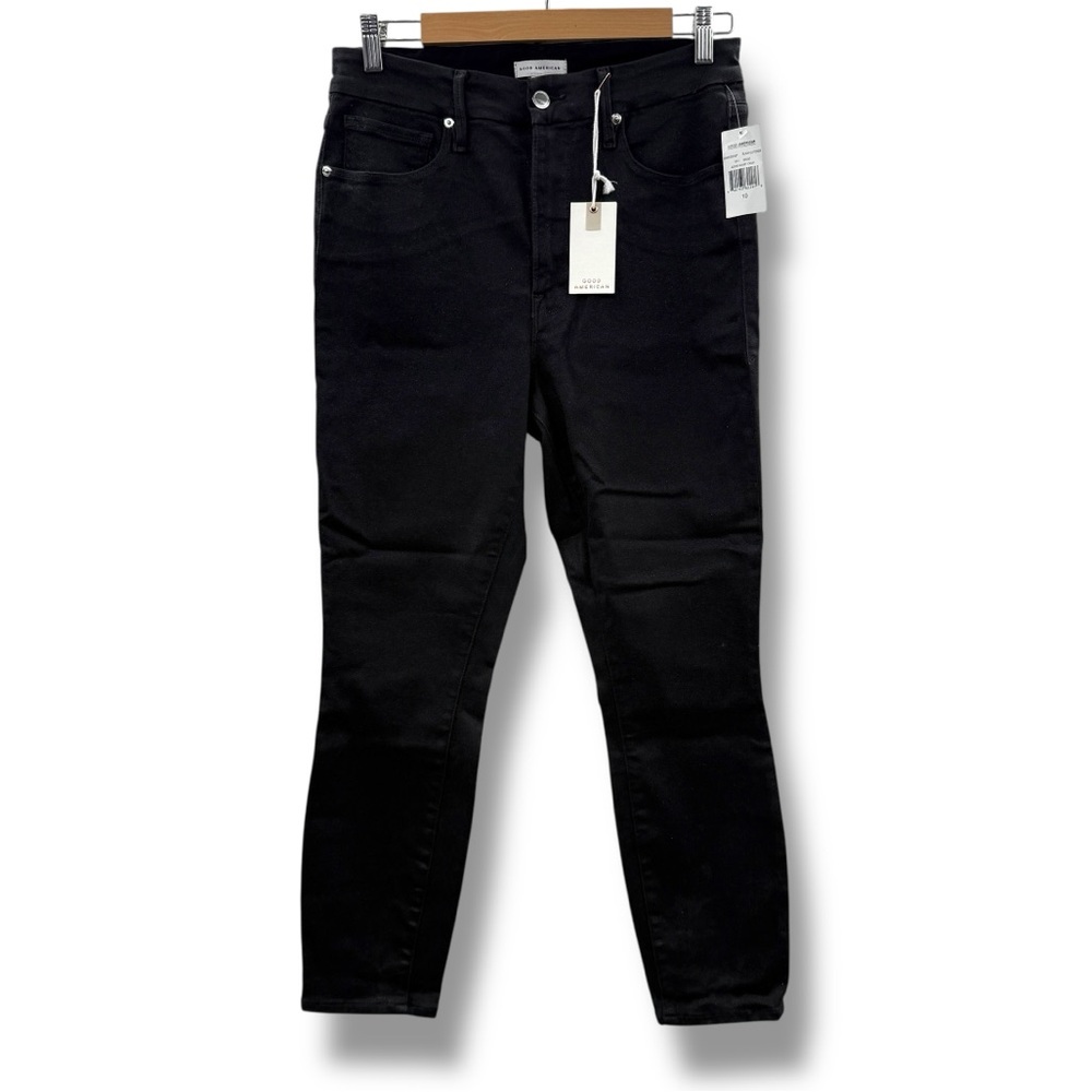 Good American NWT Good Waist Black Glitter Crop Jeans Women’s Size‎ 10/30